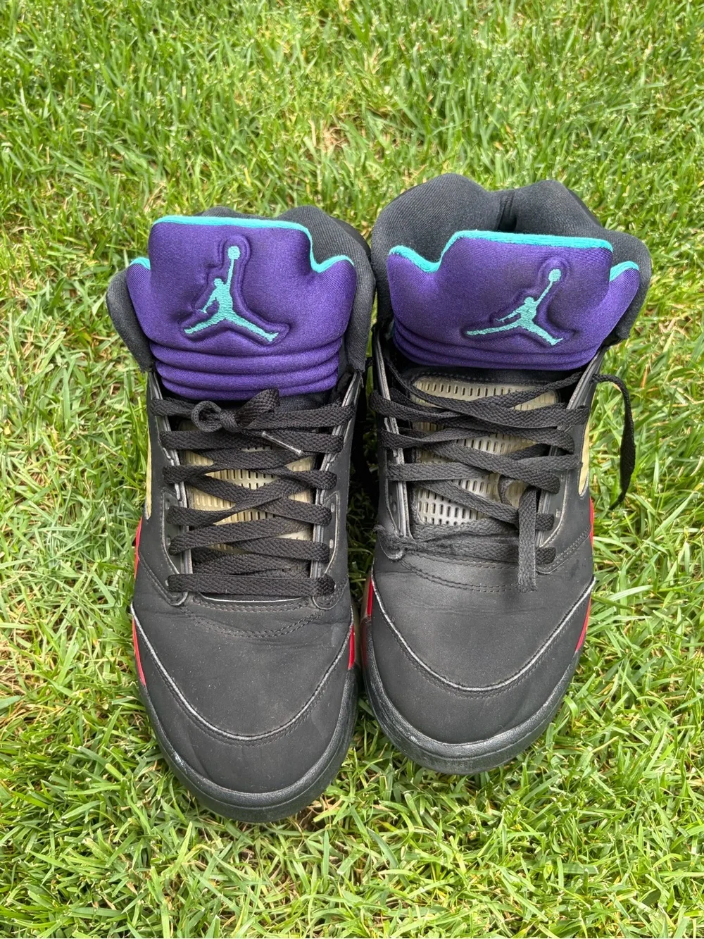 Nike Air Jordan Retro 5 Top 3 Fire Red Metallic Grape Sneakers size 10